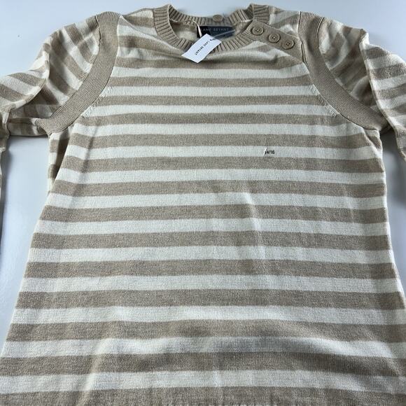 Lane Bryant Sweater White Tan Striped Button Stretch 14/16 Classic Preppy - Picture 10 of 16